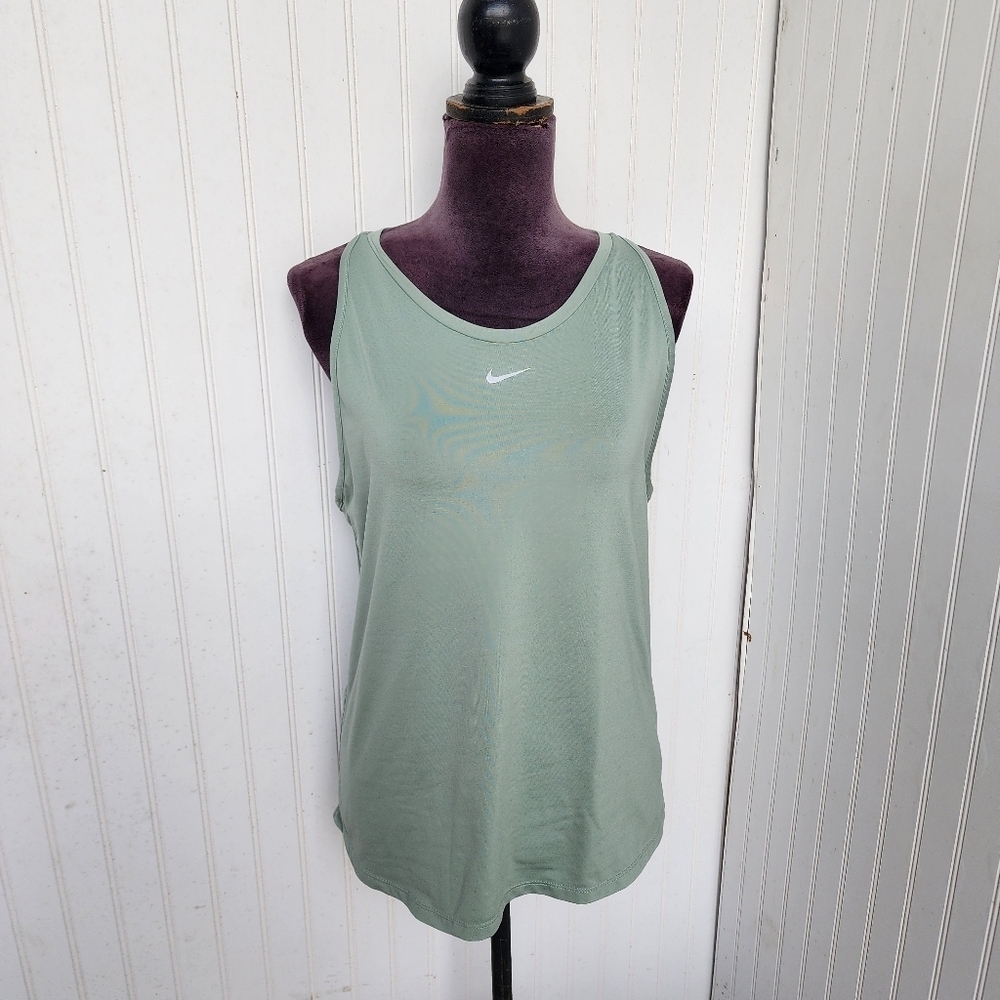 Nike Women's Dri-FIT Slim Training Tank Top Green Sage Racerback Gym Running L
